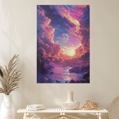 Clouds Wall Art, Abstract Art Print, Colourful Clouds And Sky Wall Art Poster