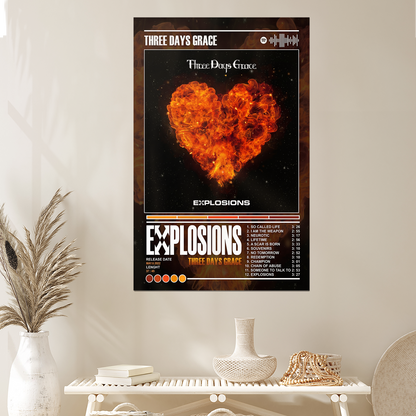 Music Poster- Three Days Grace - Explosions Album Poster, One Sheet Wall Size 24''x36''