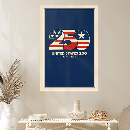 United States Semiquincentennial Poster - Liberty Bell & Independence Hall Wall Art for 250th Anniversary