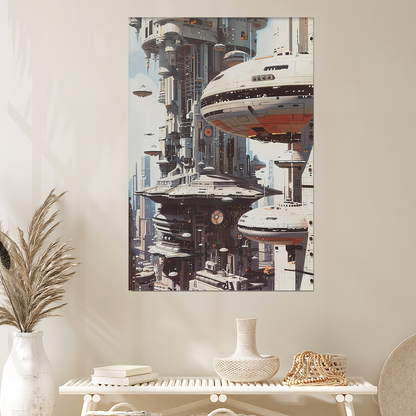 Futuristic Sci-Fi Cityscape Art Print – High Tech Futuristic Building Poster