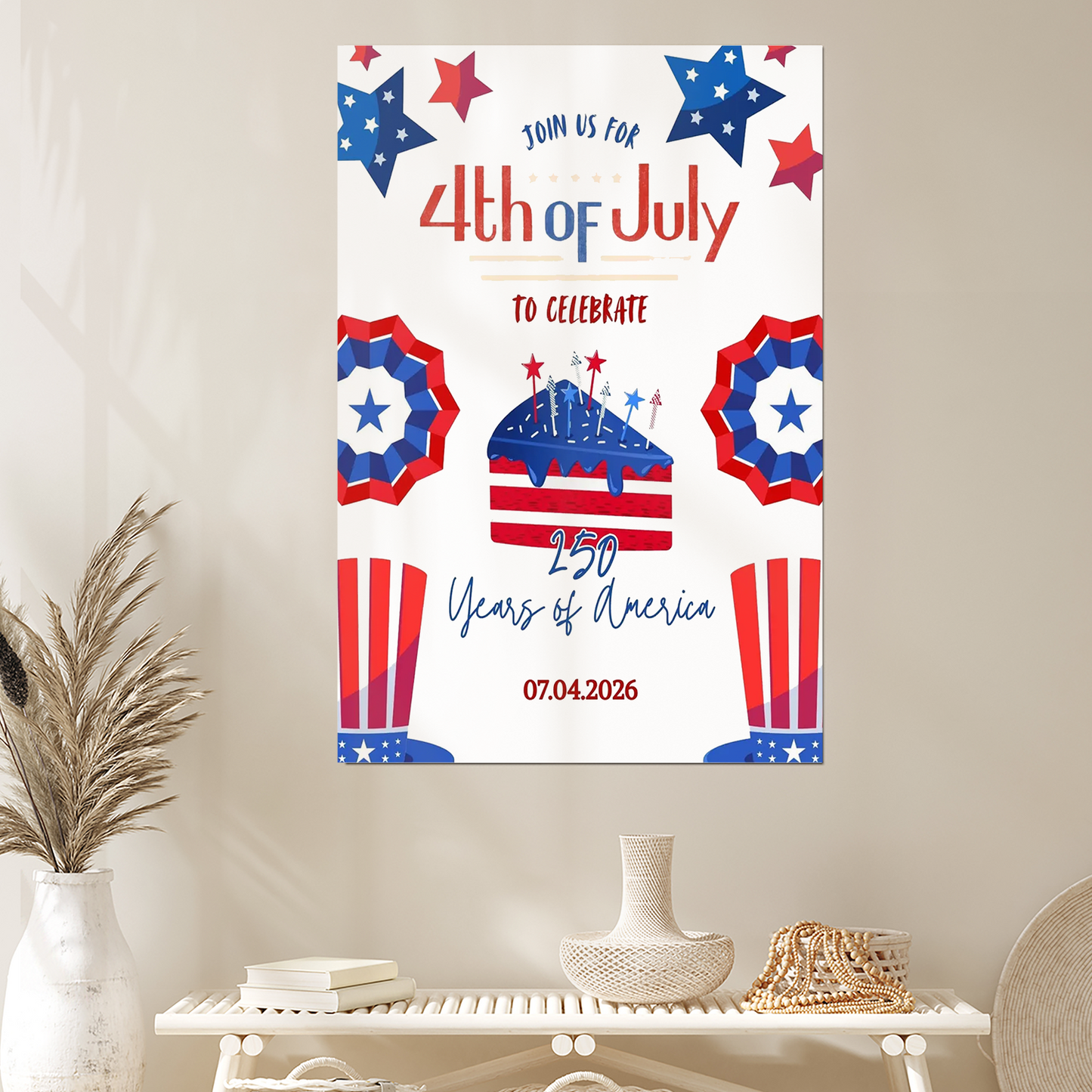 America 250 Poster Patriotic Vintage Wall Art Semiquincentennial