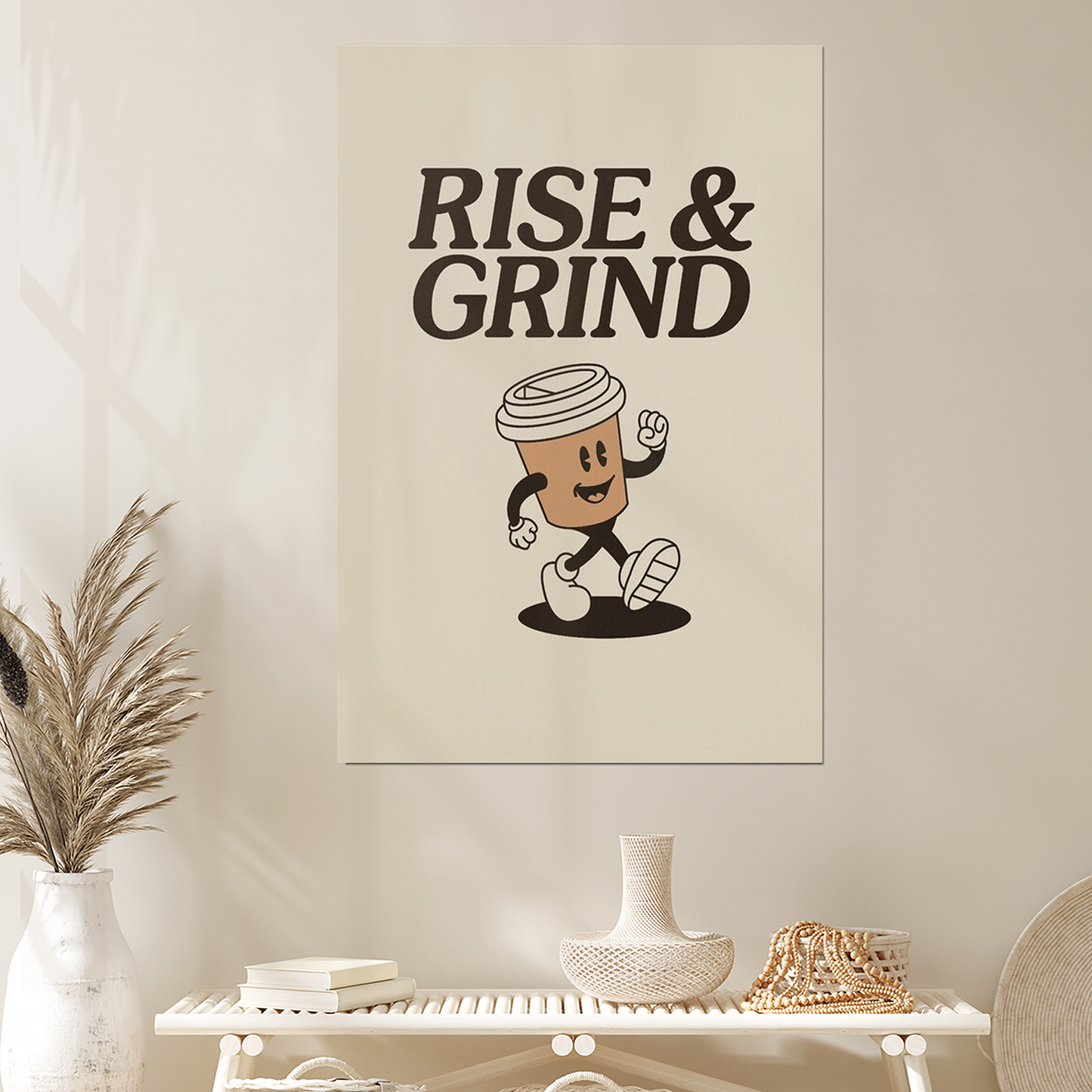 Home Decor Printable Art Poster, Coffee Lover Gift, Inspire Your Space, Rise & Grind Motivational Poster