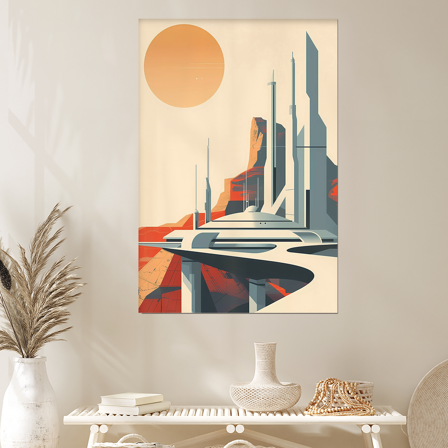 Vintage Future City print | Retro Futuristic Illustration | Retro Futuristic Sci-Fi Poster