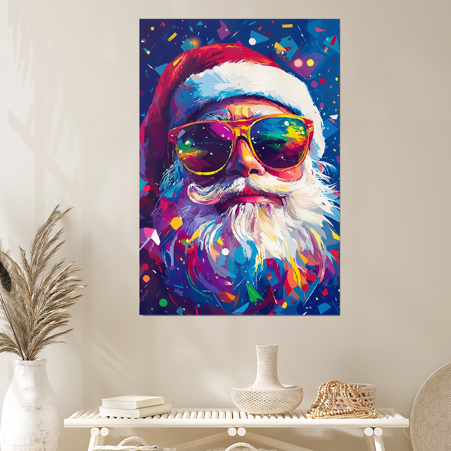 Christmas Decor- Santa Claus in Sunglasses Wall Art Poster, One Sheet Wall Size 24''x36''