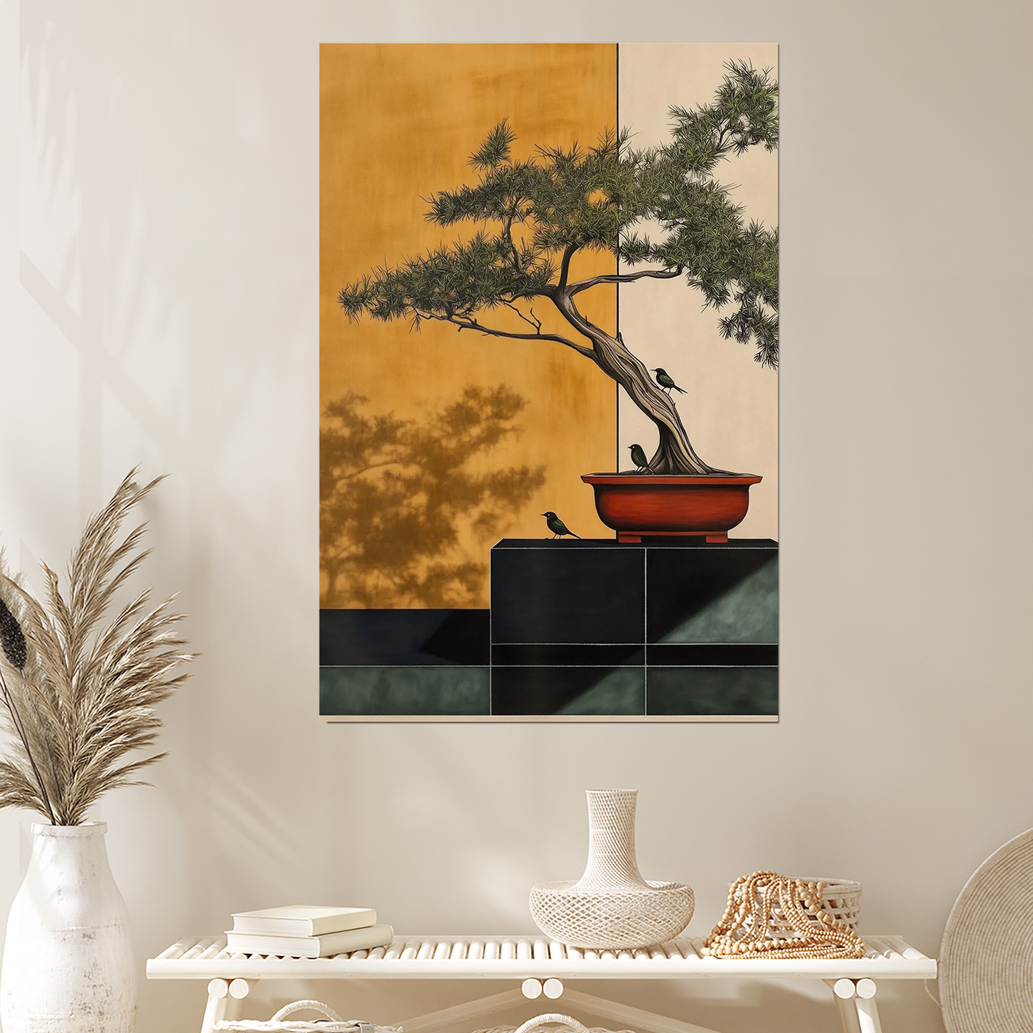Bonsai Tree Wall Art Drawing Japanese Artwork Illustration Large Poster