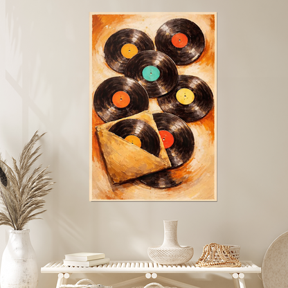Mid Century Modern Vinyl Record Art, Retro Geometric Music Poster, Printable Wall