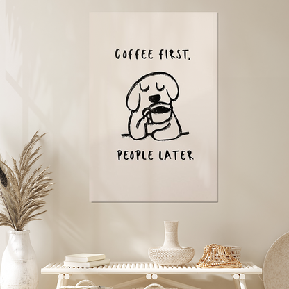 Coffee First Poster, Coffee Lover Gift, Kitchen Print, Kitchen Wall Decor