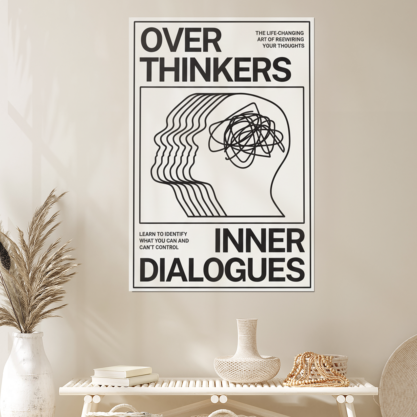 Overthinkers Typography Poster: Mid Century Modern Wall Art