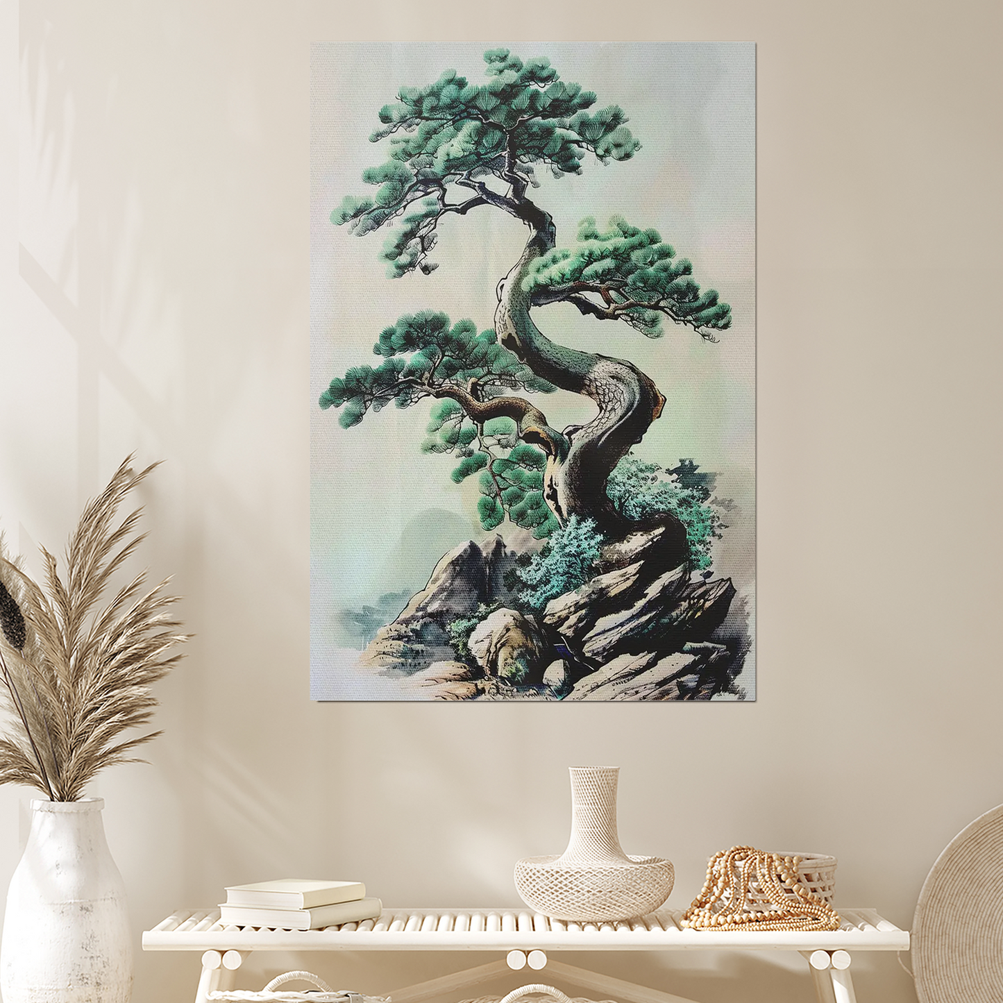 Japanese Bonsai Wall Art Poster, Japanese Tree Art Print, Surreal Tree Art, Modern Japanese Wall Decor Bonsai Tree Print