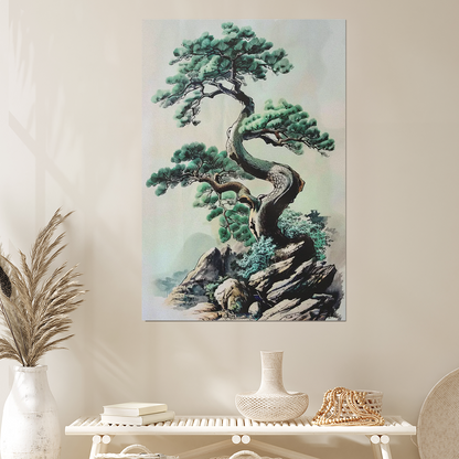 Japanese Bonsai Wall Art Poster, Japanese Tree Art Print, Surreal Tree Art, Modern Japanese Wall Decor Bonsai Tree Print