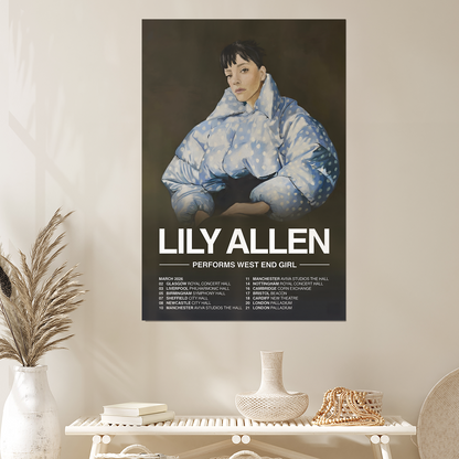 Music Poster- Lily Allen West End Girl Tour 2026 Poster, One Sheet Wall Size 24''x36''
