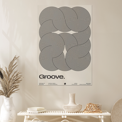 Groove Wall Art Print, Psychedelic Poster, 70s Retro Wavy Line Art, Mid Century Modern