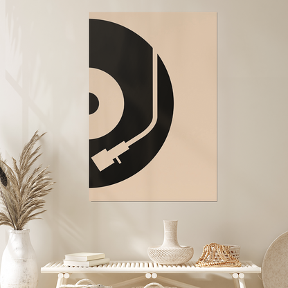 Retro Music Wall Art, Groovy Print, Cute Bedroom, Digital File, Vinyl Record Player Poster, Trendy Wall Art