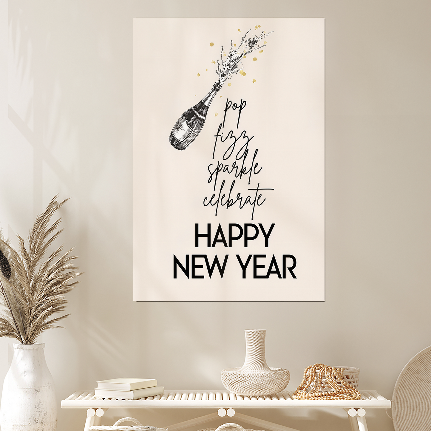New Year Champagne Bar Poster, One Sheet Wall Size 24''x36''