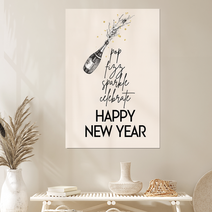 New Year Champagne Bar Poster, One Sheet Wall Size 24''x36''