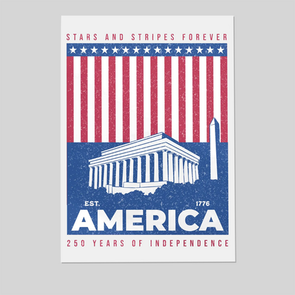 Vintage Baseball Poster, America's 250th Anniversary Tribute, Patriotic Sports Wall Art