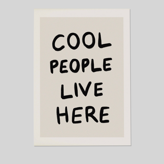 Cool People Live Here Wall Art, Typography Wall Art, Funny Quote Print, Modern Living Room Art, Trendy Dorm Room Poster, Guest Check Print