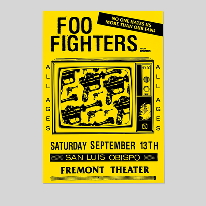 Foo Fighters September 13th 2025 San Luis Obispo Fremont Theater Poster Yellow Size 24''x36''