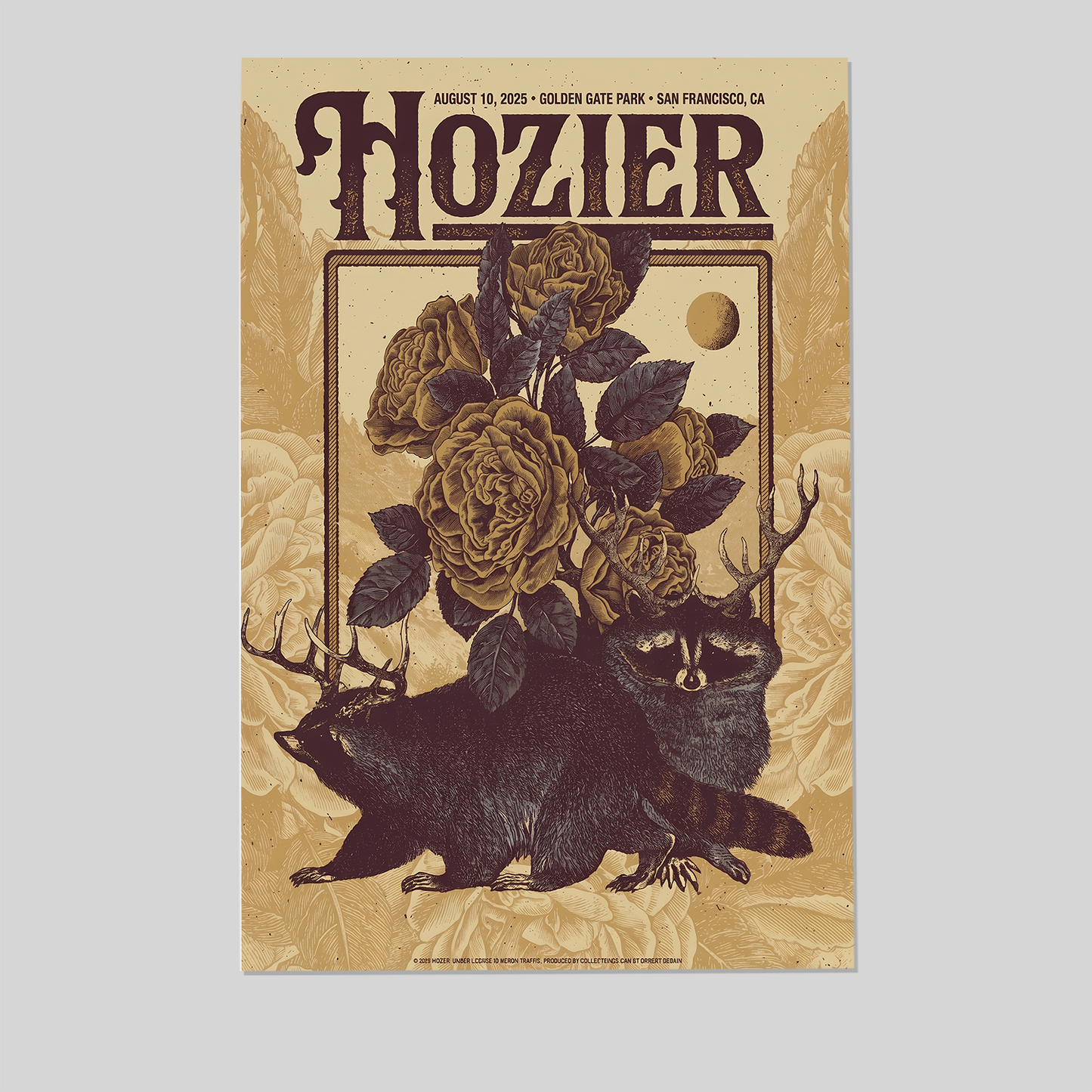 Music Poster Hozier San Francisco August 10 Show Tour 2025 Poster Size 24''x36''