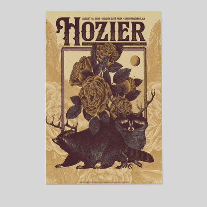 Music Poster Hozier San Francisco August 10 Show Tour 2025 Poster Size 24''x36''