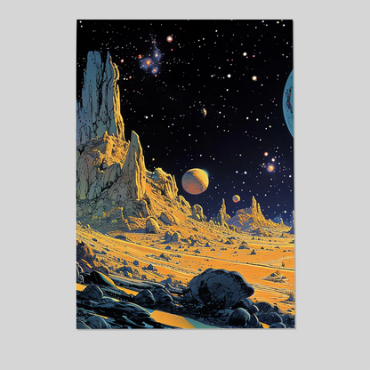Alien Landscape | Moebius Inspired Style | Space Art Poster | Sci-Fi Artwork