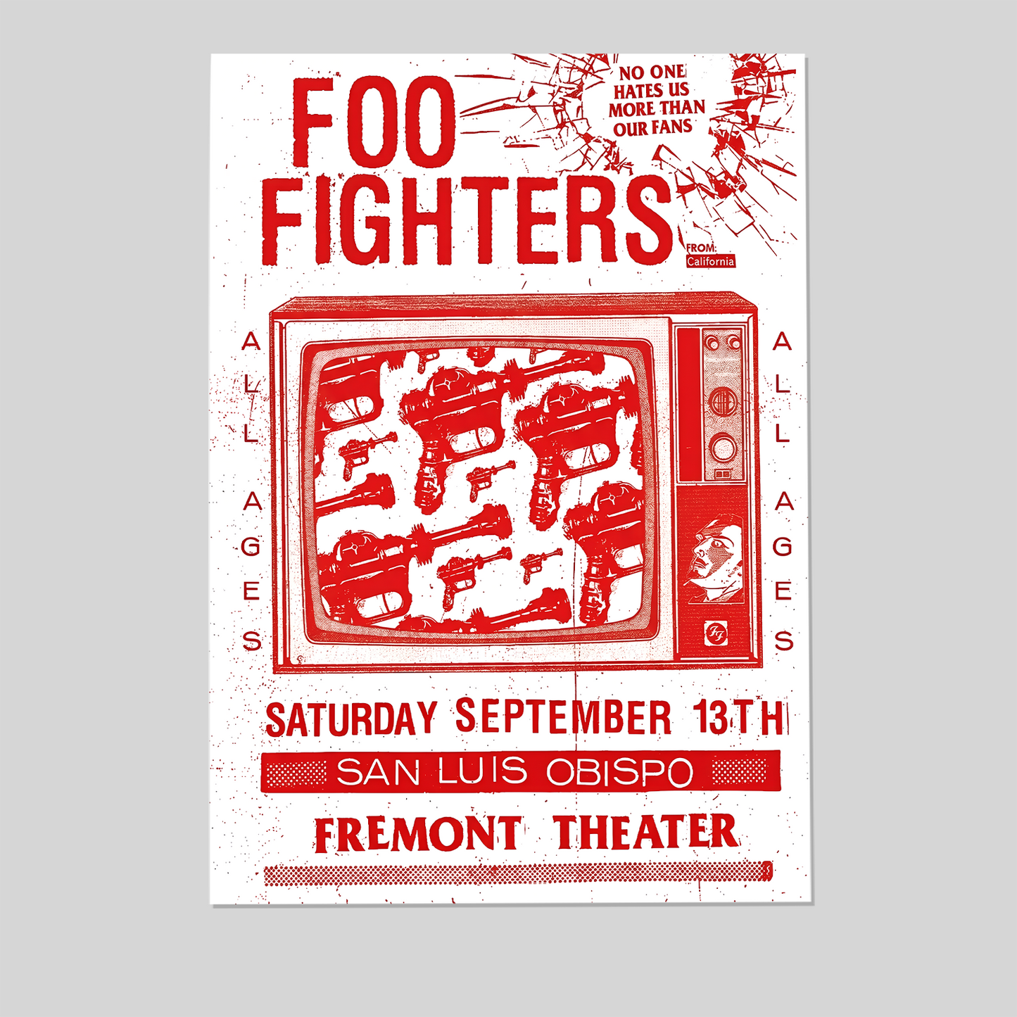 Foo Fighters September 13th 2025 San Luis Obispo Fremont Theater Music Poster Red Size 24''x36''