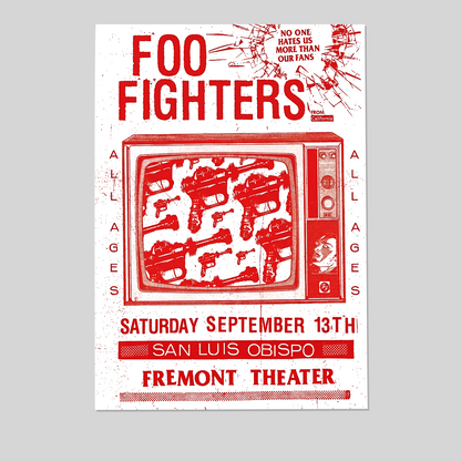 Foo Fighters September 13th 2025 San Luis Obispo Fremont Theater Music Poster Red Size 24''x36''