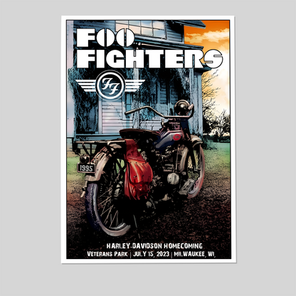 Foo Fighters Harley Davidson Concert Poster Signed By Scott James Limited Size 24''x36''