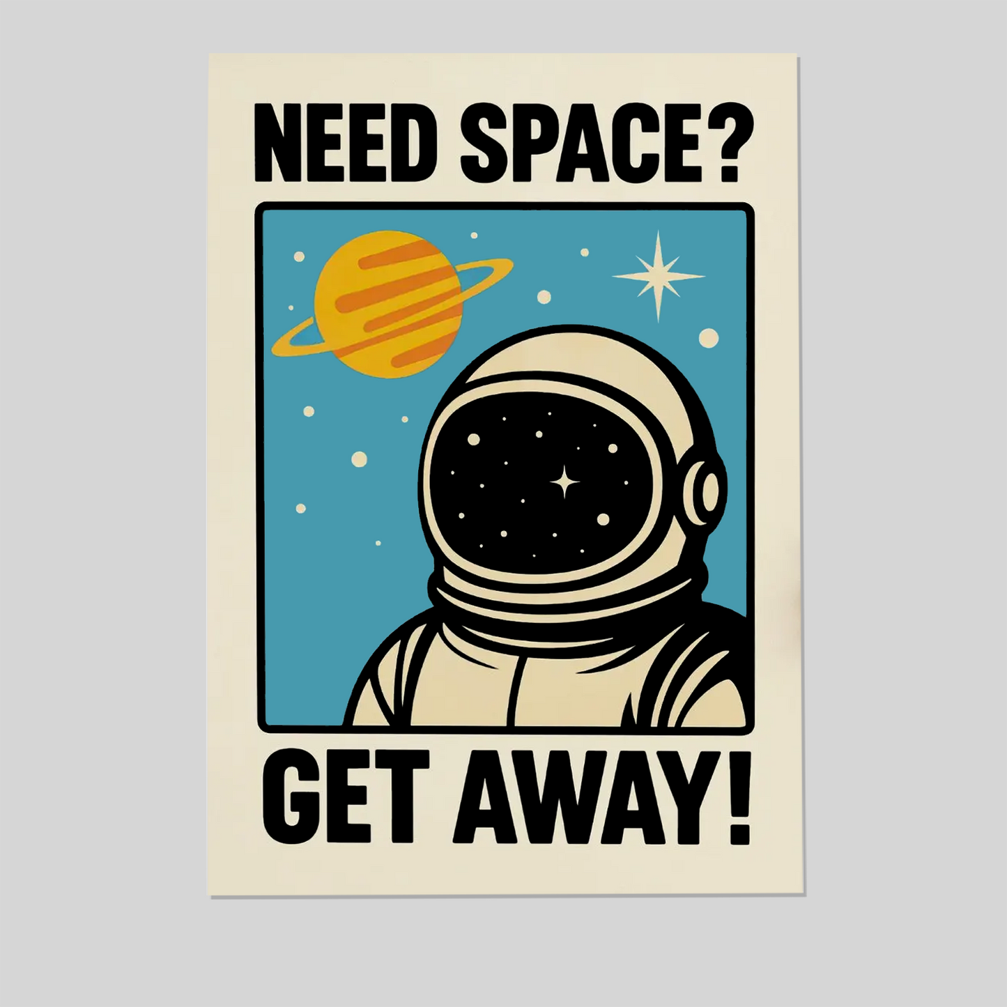 Funny Space Poster – Artful Wall Print, Homely Room Decor, Modernism Quote Art, Digital Download, Ironic Typography Gift