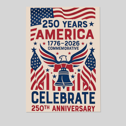 America 250 Years Poster| Matte Stretched Wall Art 1776-2026