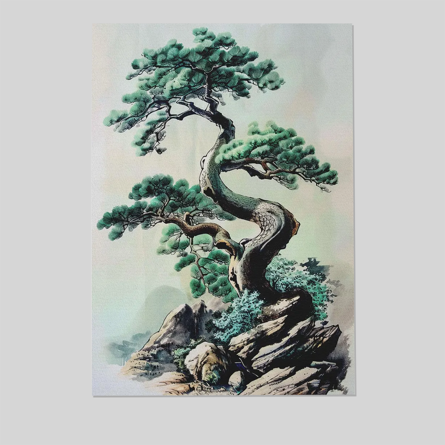 Japanese Bonsai Wall Art Poster, Japanese Tree Art Print, Surreal Tree Art, Modern Japanese Wall Decor Bonsai Tree Print