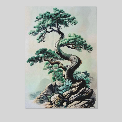 Japanese Bonsai Wall Art Poster, Japanese Tree Art Print, Surreal Tree Art, Modern Japanese Wall Decor Bonsai Tree Print