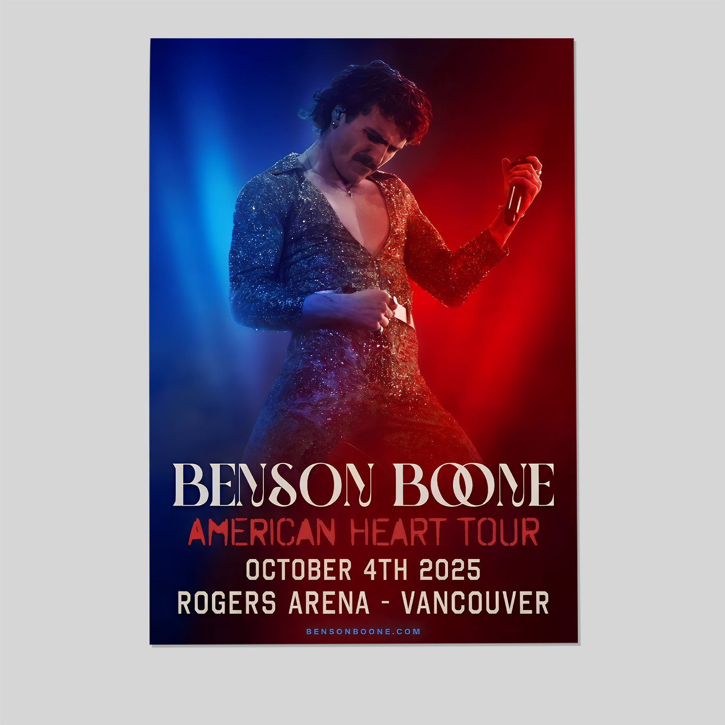 Benson Boone American Heart Tour 2025 Vancouver Poster, Fan Gift, One Sheet Wall Size 24''x36''
