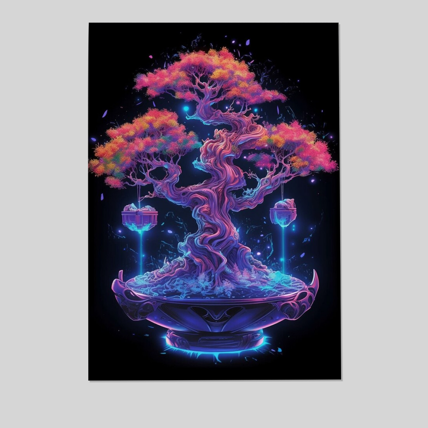 Futuristic Bonsai Tree Wall Art, Home Decor Poster