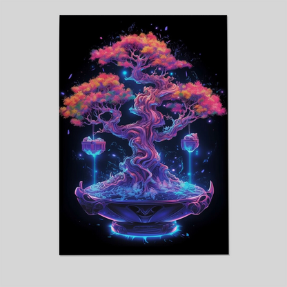 Futuristic Bonsai Tree Wall Art, Home Decor Poster