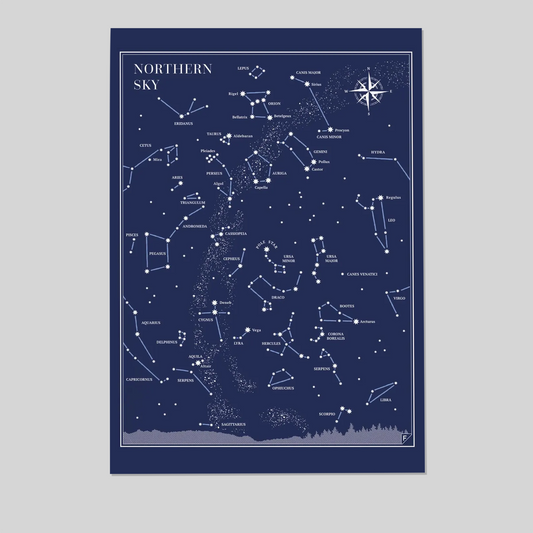 Northern Sky Star Map Print – Constellation Poster, Little Astronomer Set, Sky Map Wall Art