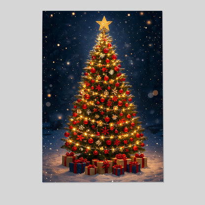 Christmas Tree Art Poster, Festive Holiday Wall Decor Poster, One Sheet Wall Size 24''x36''