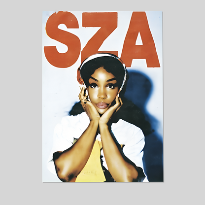 SZA Portrait with Halftone Effect Poster, One Sheet Wall Size 24''x36''