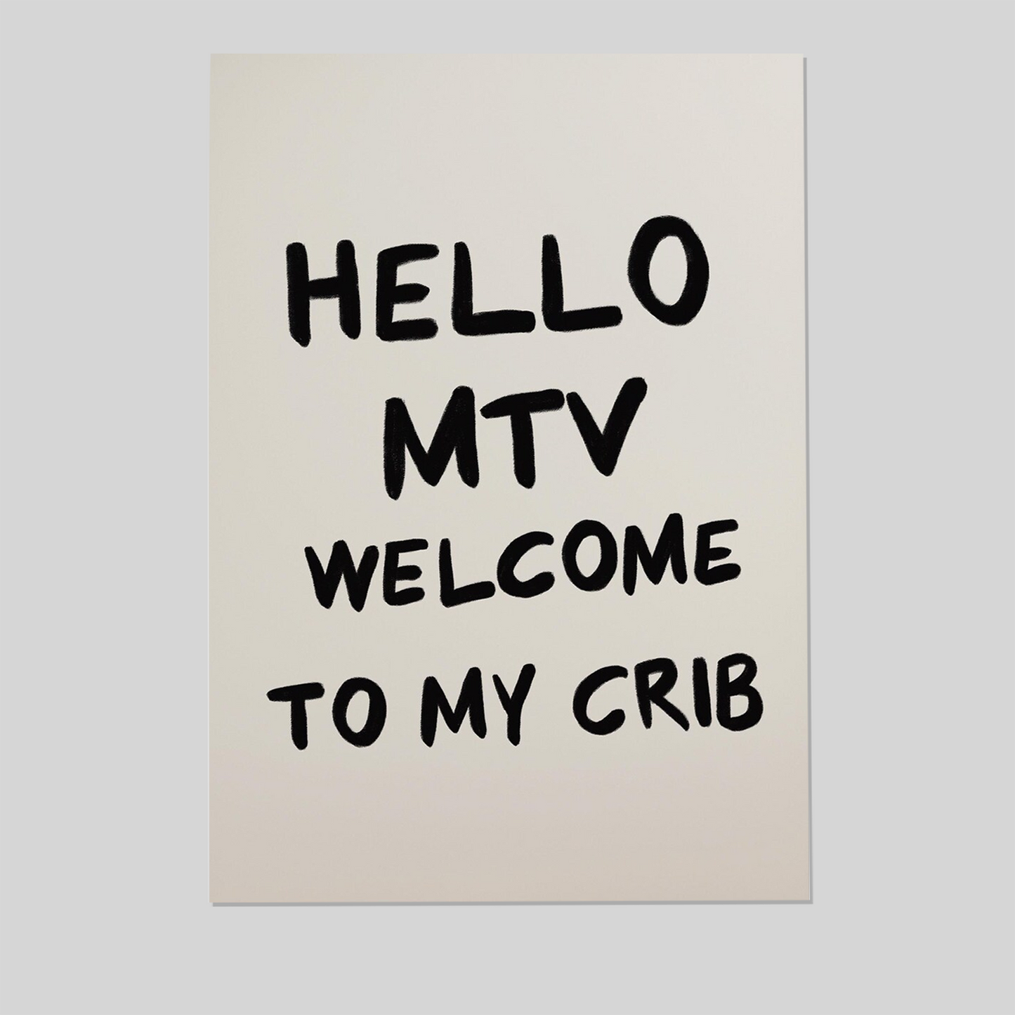 Hello MTV Welcome to My Crib Wall Art, Typography Print, Funny Quote Print, Modern Living Room Art, Trendy Dorm Room Poster