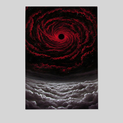 Black Hole Poster, Red Nebula Wall Art, Dark Space Decor