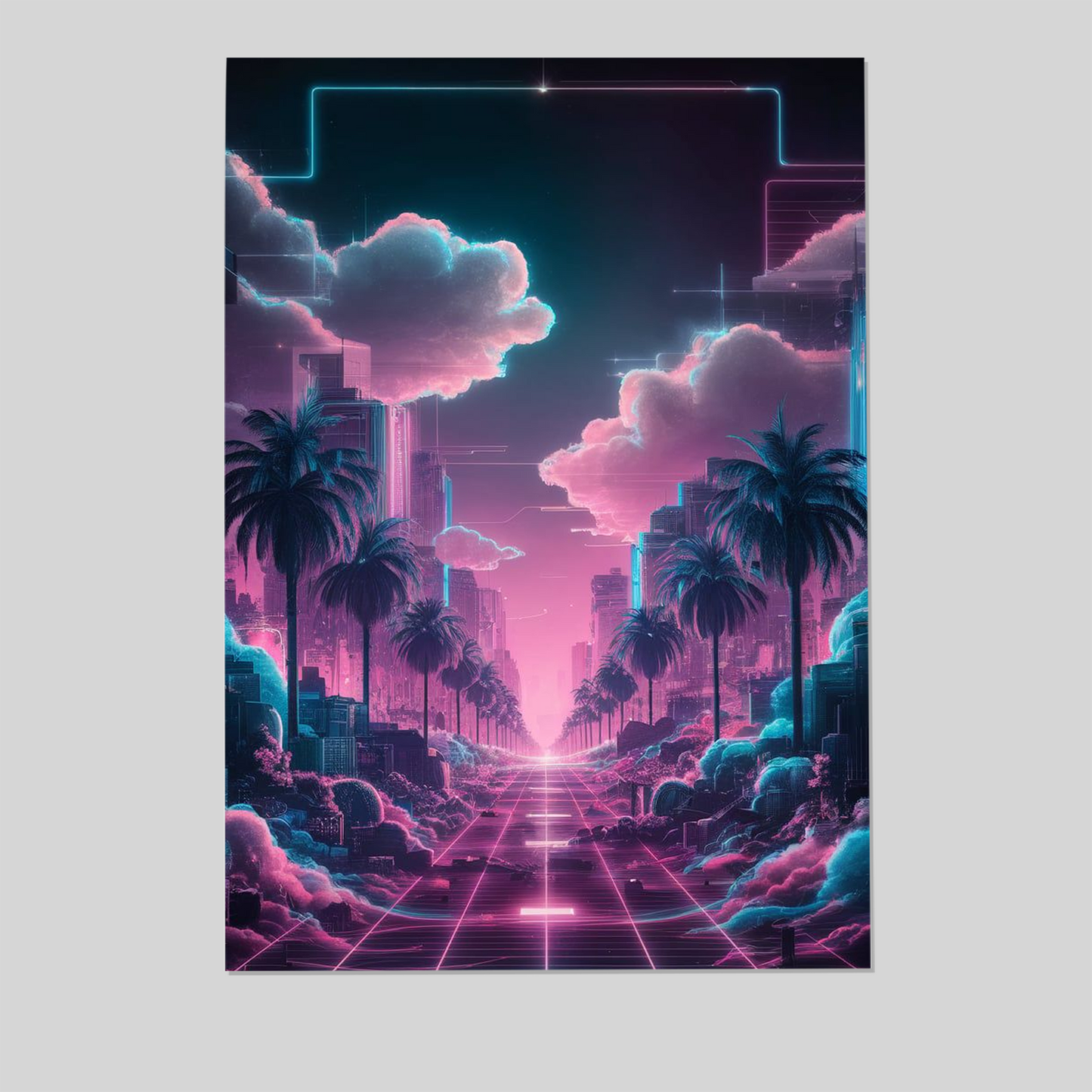 Neon Dreamscape: A Vaporwave Fantasy Poster