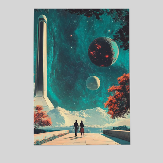 Retro Futuristic Galaxy Park Poster | Midcentury Modern Sci-Fi Wall Art
