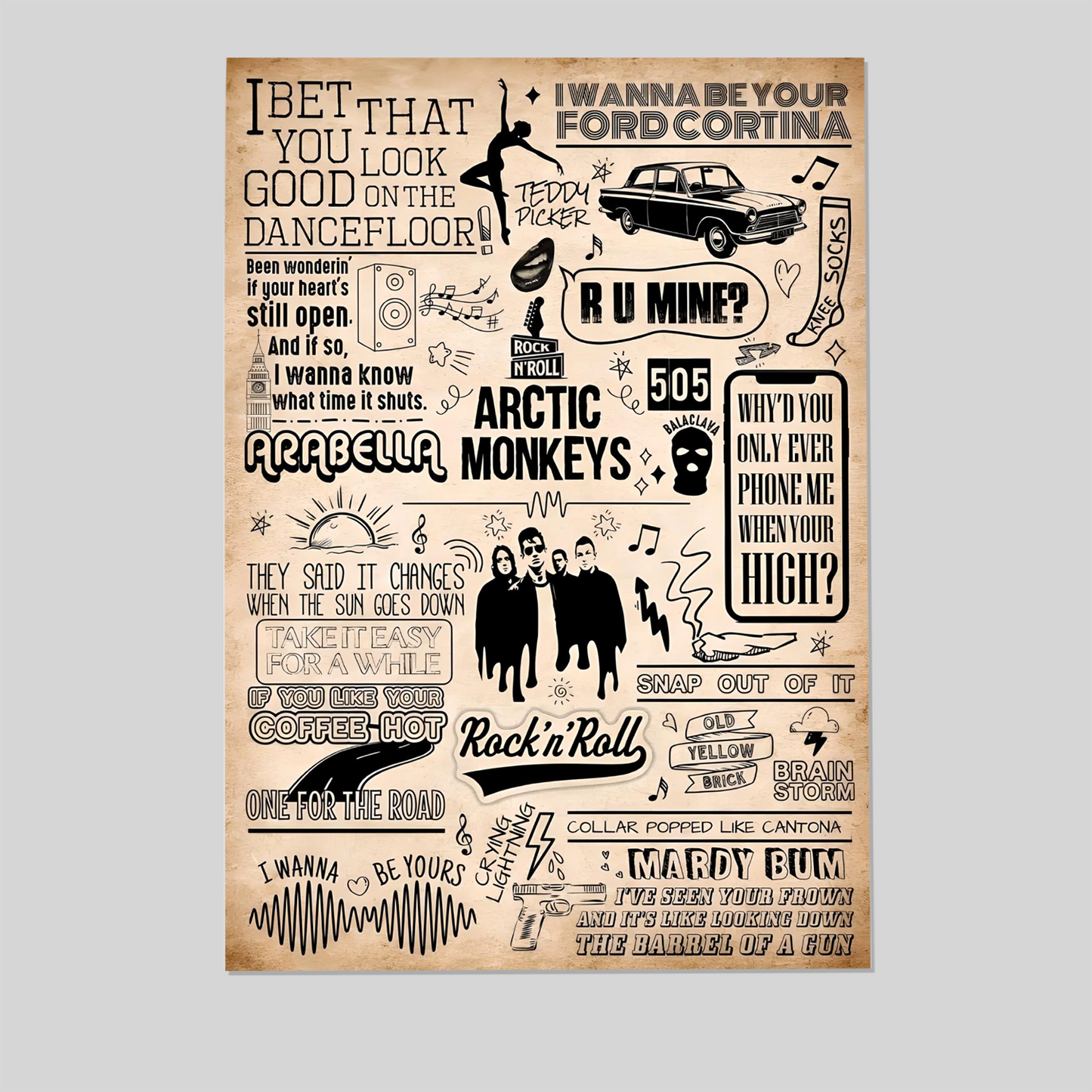 Music Poster- Arctic Monkeys Music Concert Souvenir Wall Art Poster Size 24''x36''