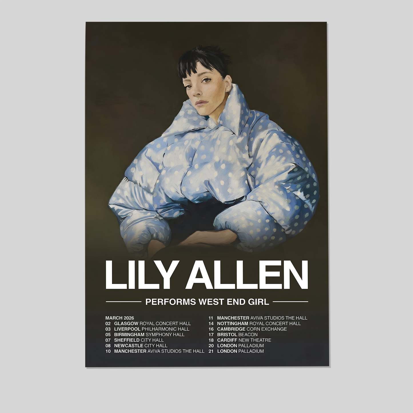 Music Poster- Lily Allen West End Girl Tour 2026 Poster, One Sheet Wall Size 24''x36''
