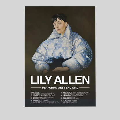 Music Poster- Lily Allen West End Girl Tour 2026 Poster, One Sheet Wall Size 24''x36''