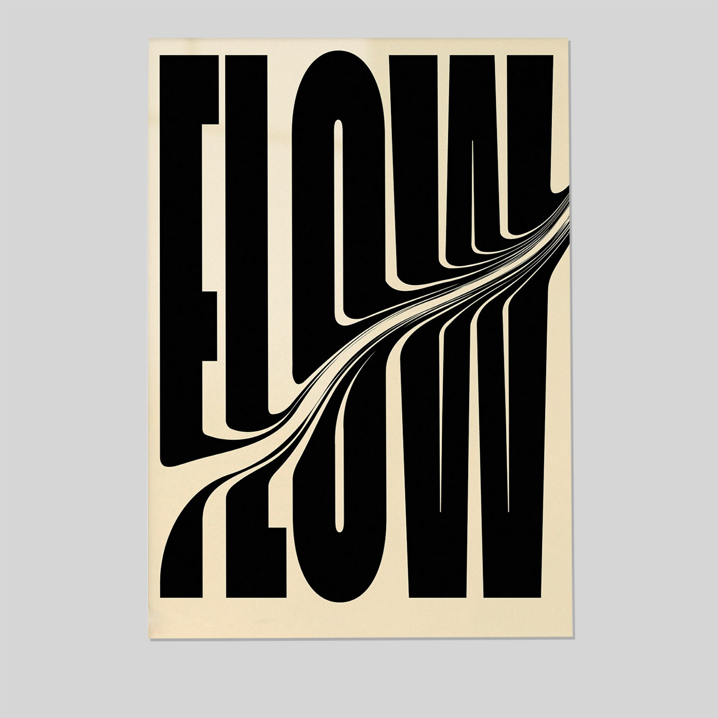 Flow Typography Print: Black White Bold Letter Art, Minimalist Room Decor
