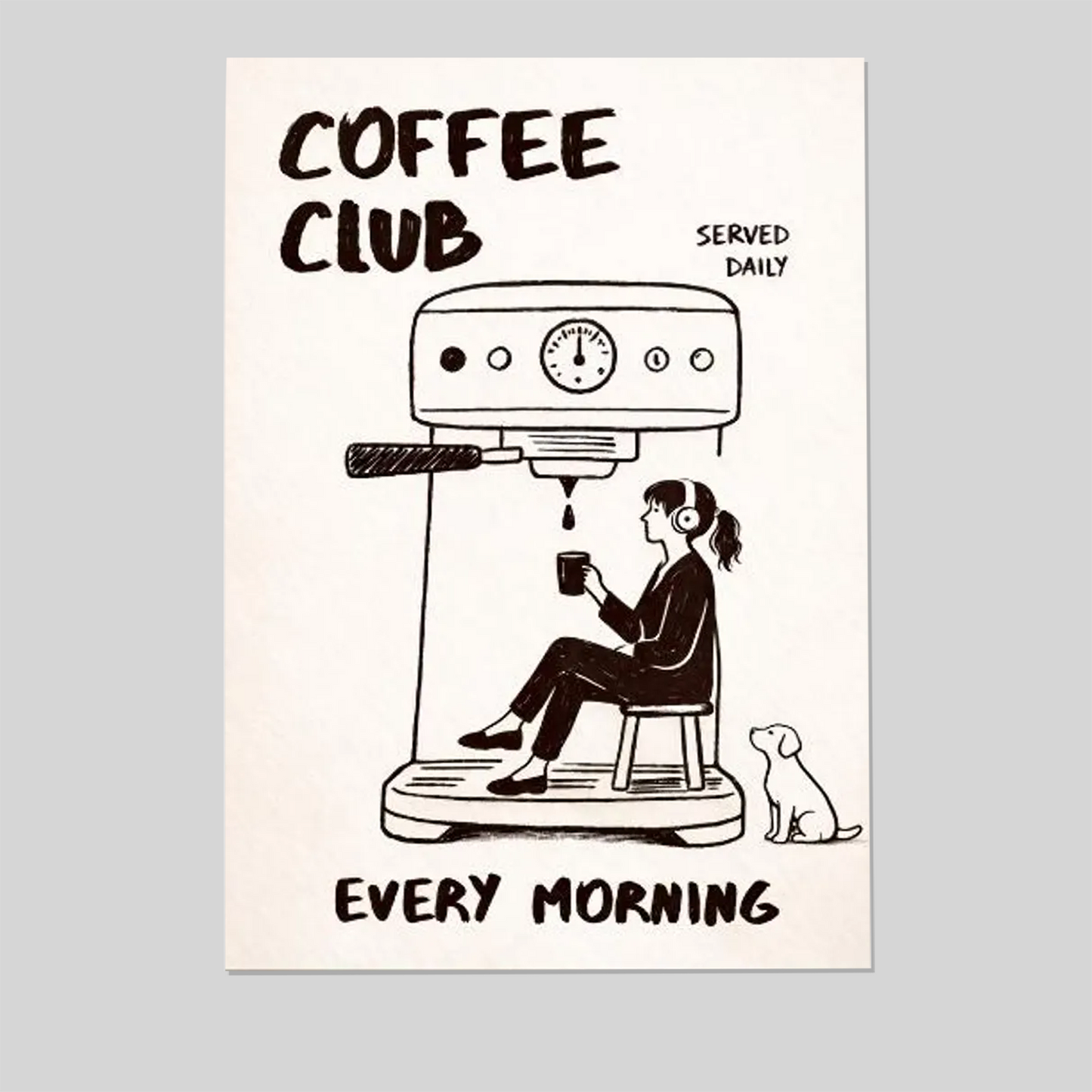 Coffee Club Art Print | Espresso Poster | Blue Kitchen Decor | Cafe Wall Art Style 2