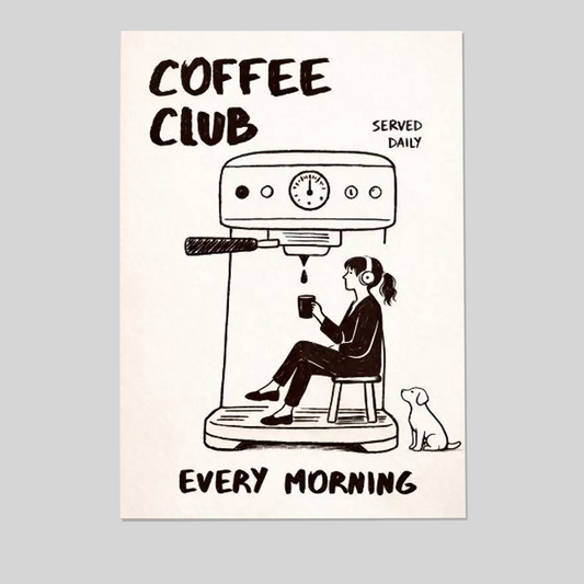 Coffee Club Art Print | Espresso Poster | Blue Kitchen Decor | Cafe Wall Art Style 2