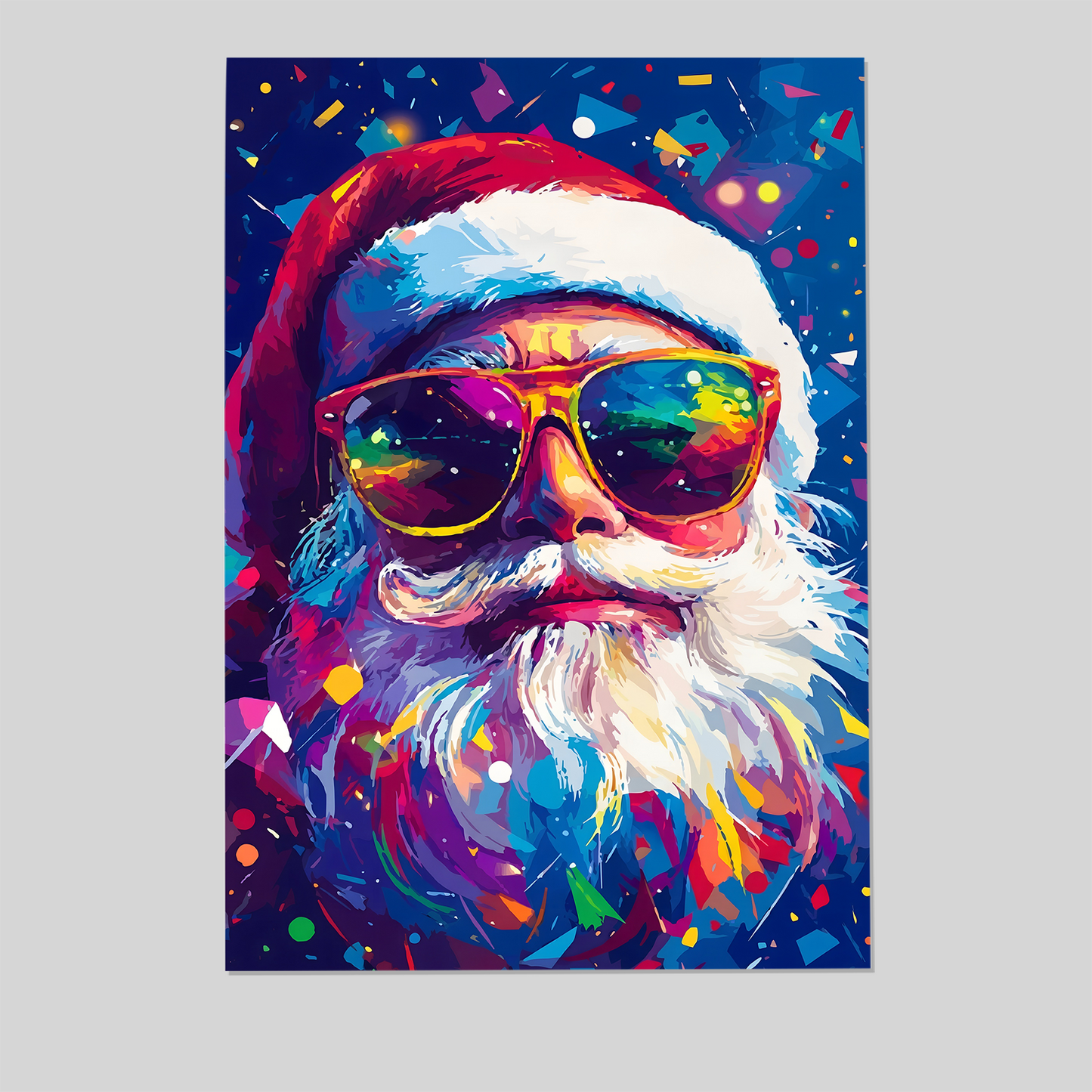 Christmas Decor- Santa Claus in Sunglasses Wall Art Poster, One Sheet Wall Size 24''x36''