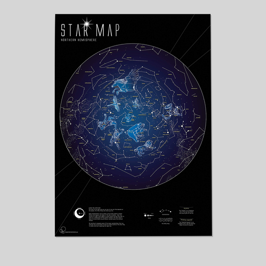Glow In The Dark Constellation Star Map Poster – Educational Bedroom Decor